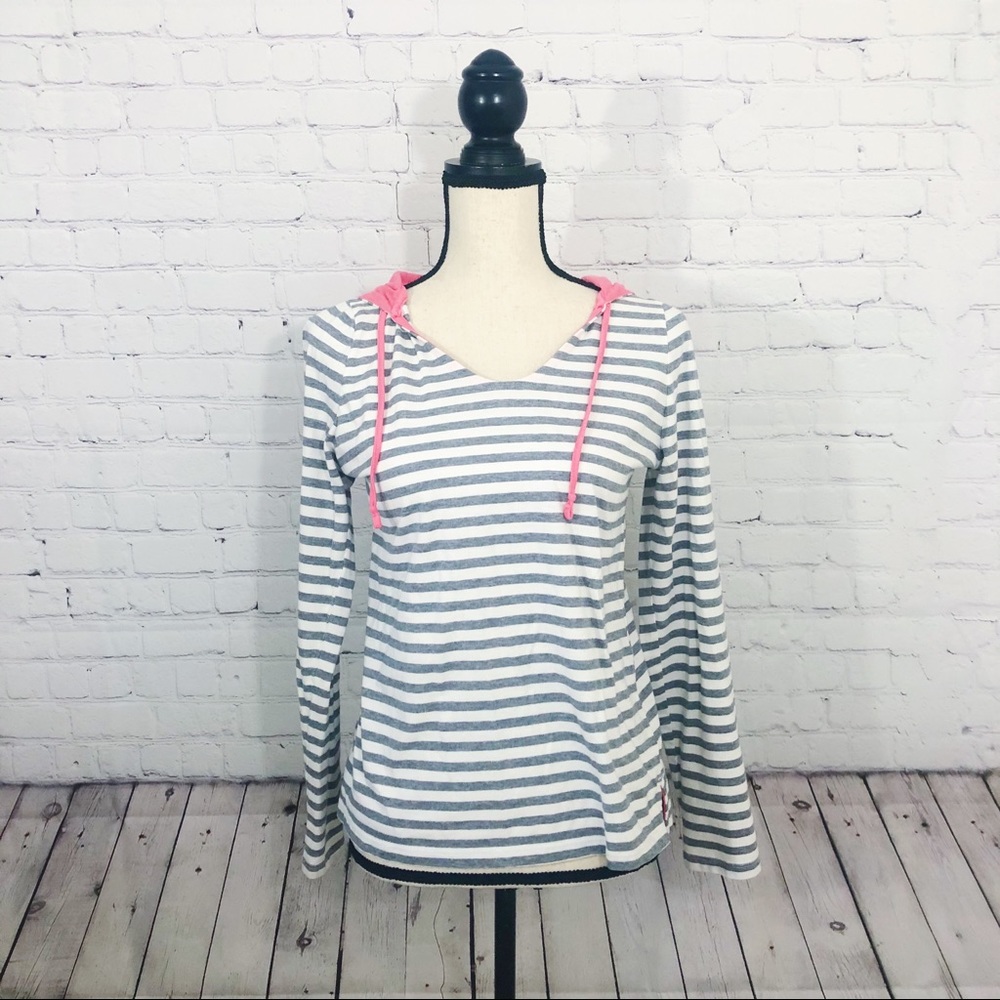 Sonoma Gray/White Striped Hoodie Size S